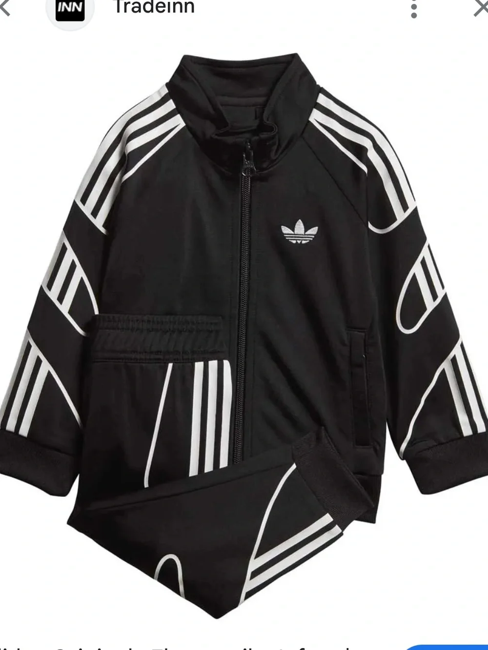 adidas Black Kids Track Jacket and Pants with White Stripes